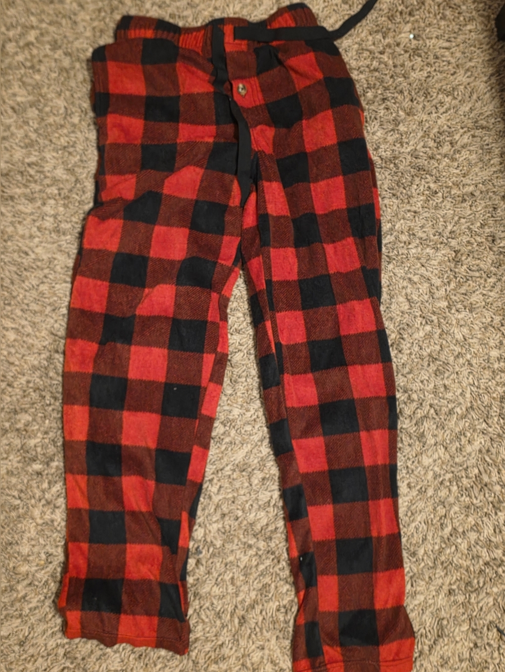 Fruit of the Loom Men's Red Plaid Fleece Pajama Pants Size Small Pre Owned